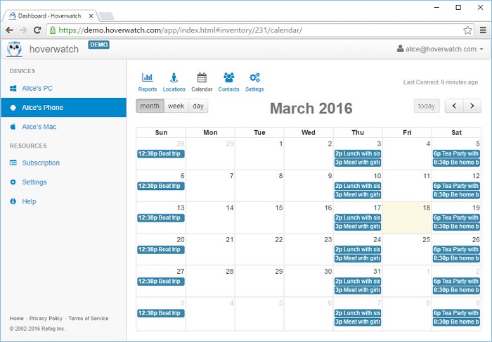 Hoverwatch dashboard