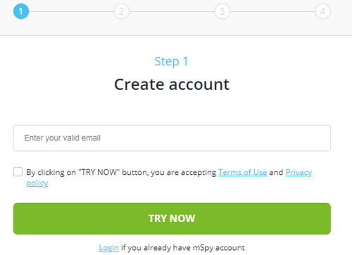 mSpy create account