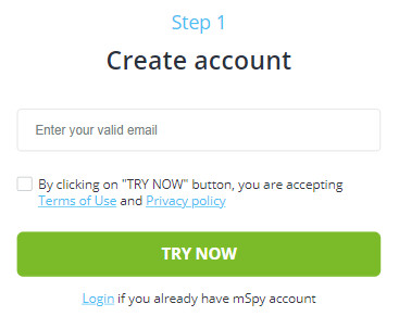 mSpy create account